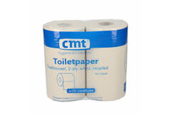 CMT Toiletpapier, traditioneel, 2-laags, wit, recycled, met koker, 400vel/44mtr